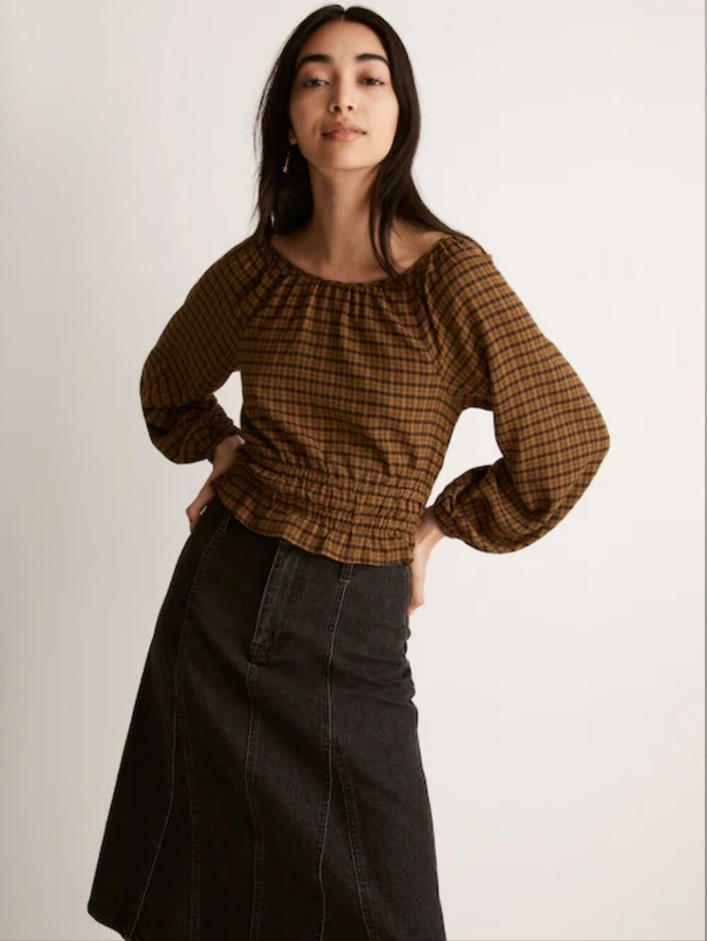 Madewell Tie-Back Cutout Top in Plaid
